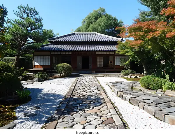 japanese traditional house and garden