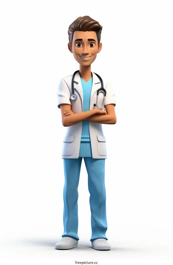 Smiling Doctor 3D Illustration: Healthcare Professional