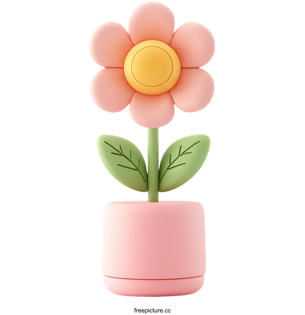 [Transparent Background PNG]Cute Cartoon Flower in a Pot