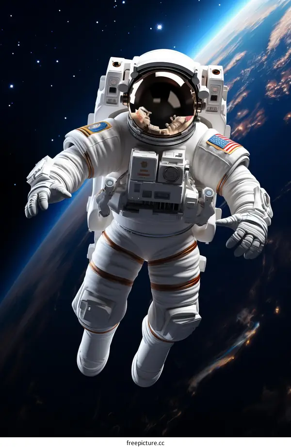 Astronaut Floating in Space with Earth in the Background