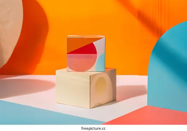 Abstract Geometric Shapes Product Mockup with Colorful Background
