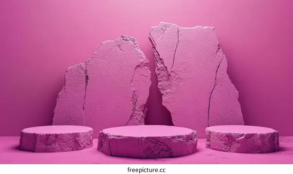 Pink Rock Display Stands for Product Presentation