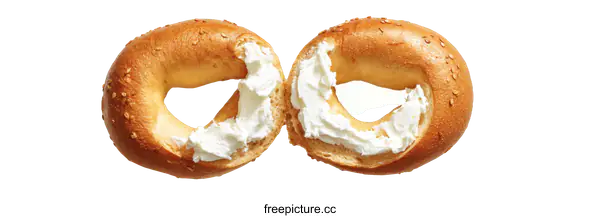 [Transparent Background PNG]Two Open-Faced Bagels with Cream Cheese