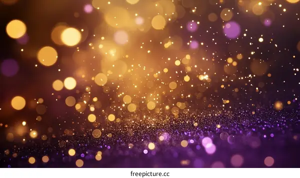 Sparkling Gold and Purple Bokeh Background