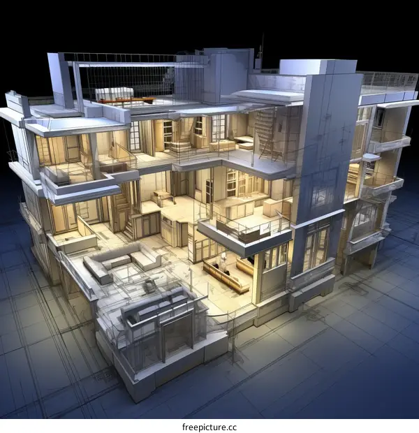 3D rendering of a modern house