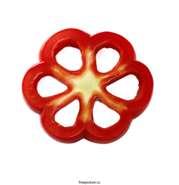 [Transparent Background PNG]Closeup of a Sliced Red Bell Pepper