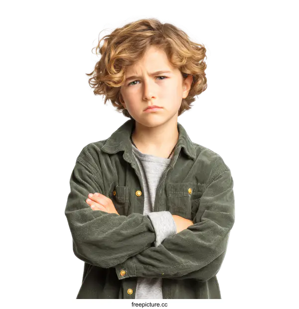 [Transparent Background PNG]Displeased Caucasian Child Portrait