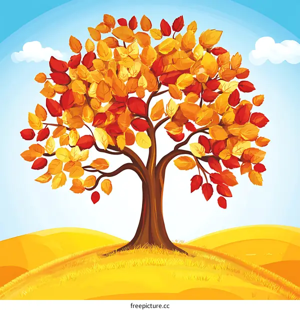 Autumn Tree Landscape Illustration