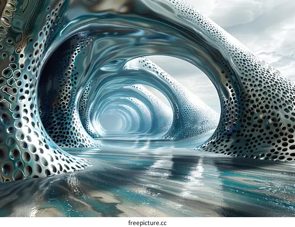 Blue Alien Structure Over Water