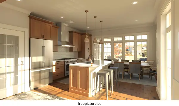 Modern farmhouse kitchen with breakfast nook