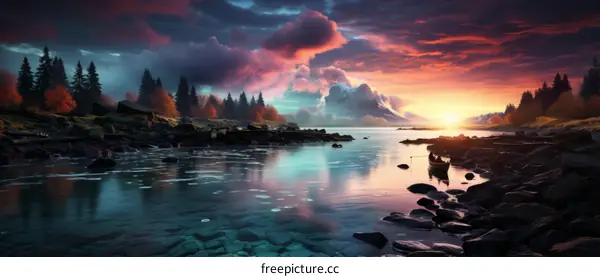 Tranquil evening by the lake