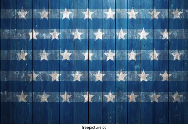American Flag Design on Wooden Planks Background