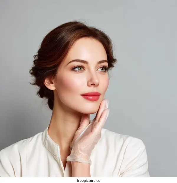 Beautiful Woman with Skincare Treatment