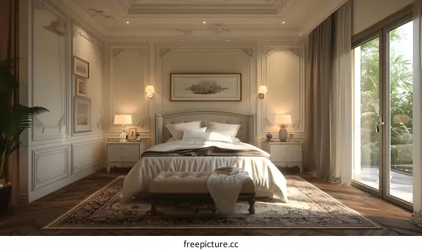 European Style Bedroom with Bay Window