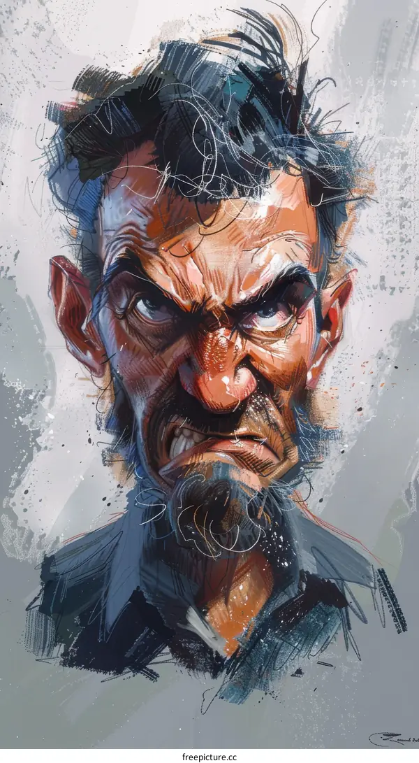 digital painting of a man with a beard