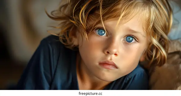 Portrait of a beautiful child with blue eyes
