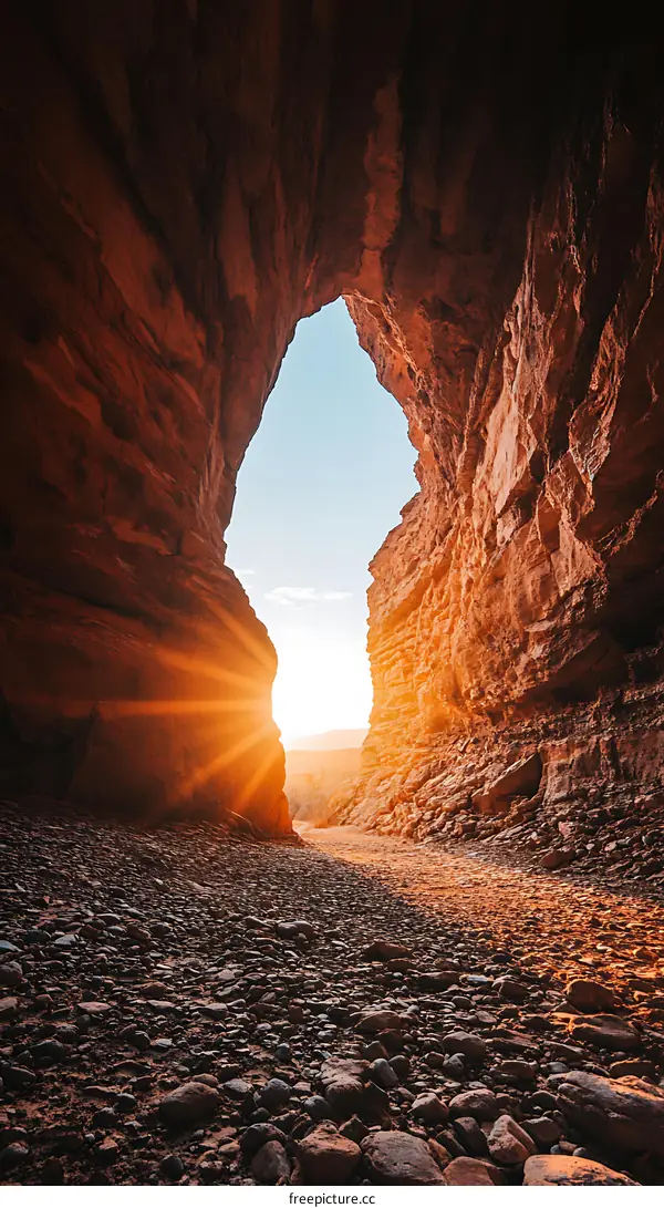 Sunlight Shining Through Canyon Arch