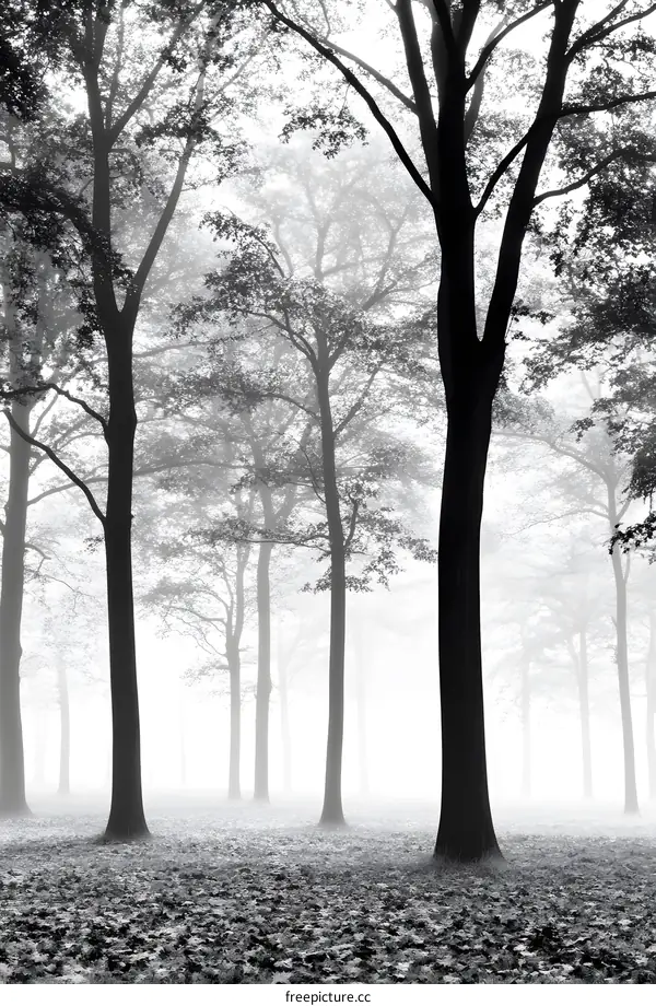 Foggy Forest in Black and White