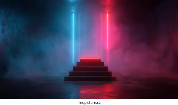 Neon Steps Stage Empty Product Showcase