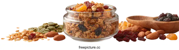 [Transparent Background PNG]Assorted Granola with Dried Fruits and Nuts