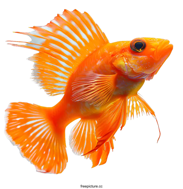[Transparent Background PNG]Striking Orange Fish on White Background