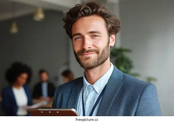 Confident Businessman in Office Setting