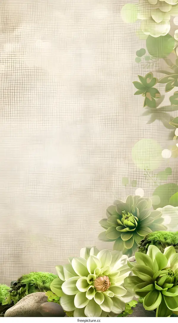 Green Flowers on Canvas Background