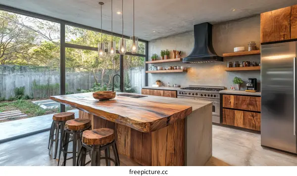 Modern Rustic Kitchen with Exposed Concrete