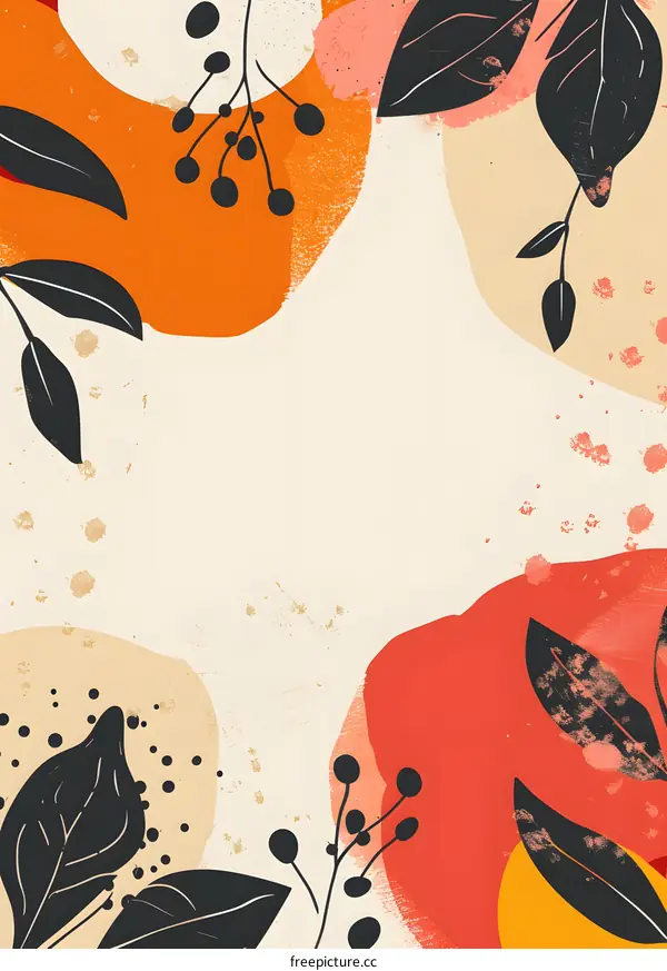 Abstract Art Background With Leaves and Berries