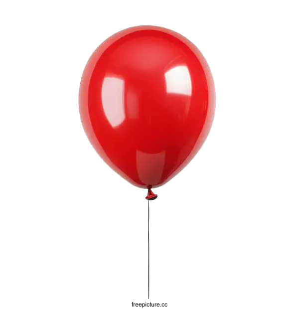 [Transparent Background PNG]Single Red Balloon Isolated on White Background