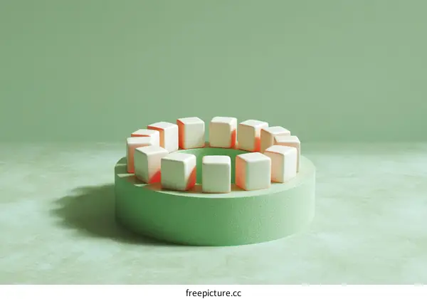 Abstract Geometric Circle Composition on a Green Stage