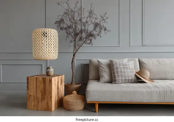 Modern Minimalist Living Room Design with Wooden Furniture