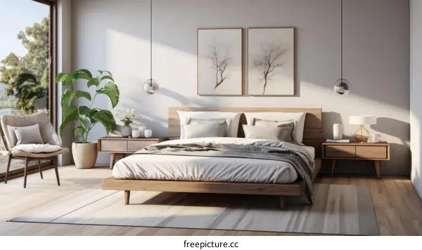 White and Airy Bedroom with Plants