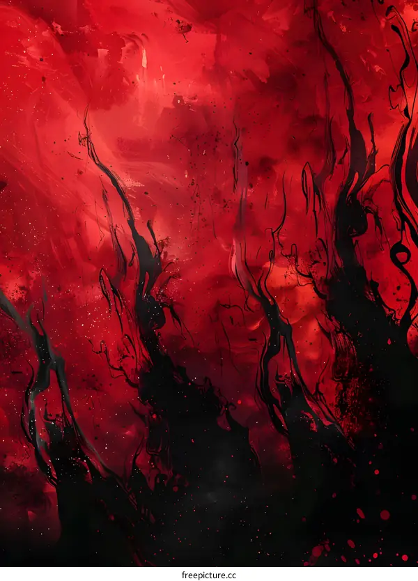 Black ink on red background