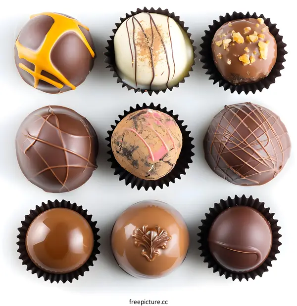 An assortment of delicious chocolate truffles