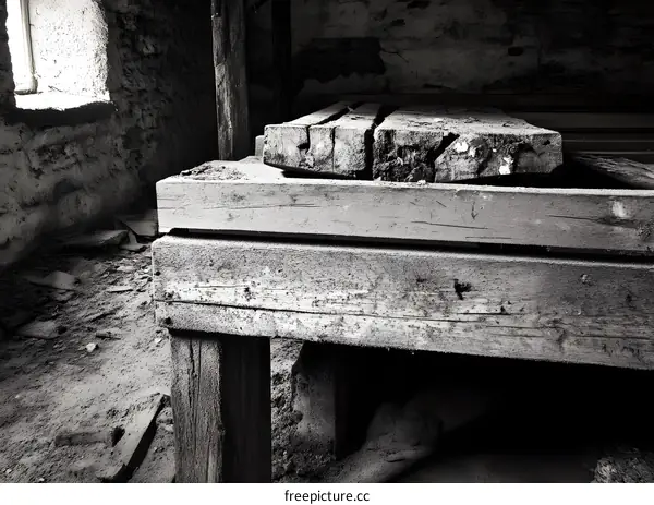 Rustic Wooden Beams in an Old Building