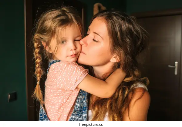 Mother and Daughter Affectionate Embrace