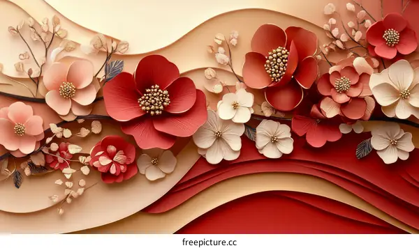 Artistic Paper Flowers in a Layered Design