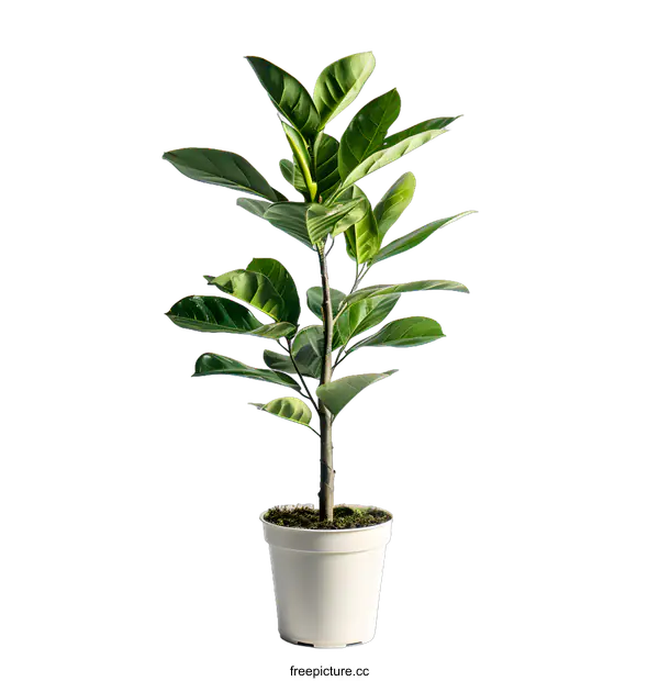 [Transparent Background PNG]Green Plant in White Pot Isolated on White Background