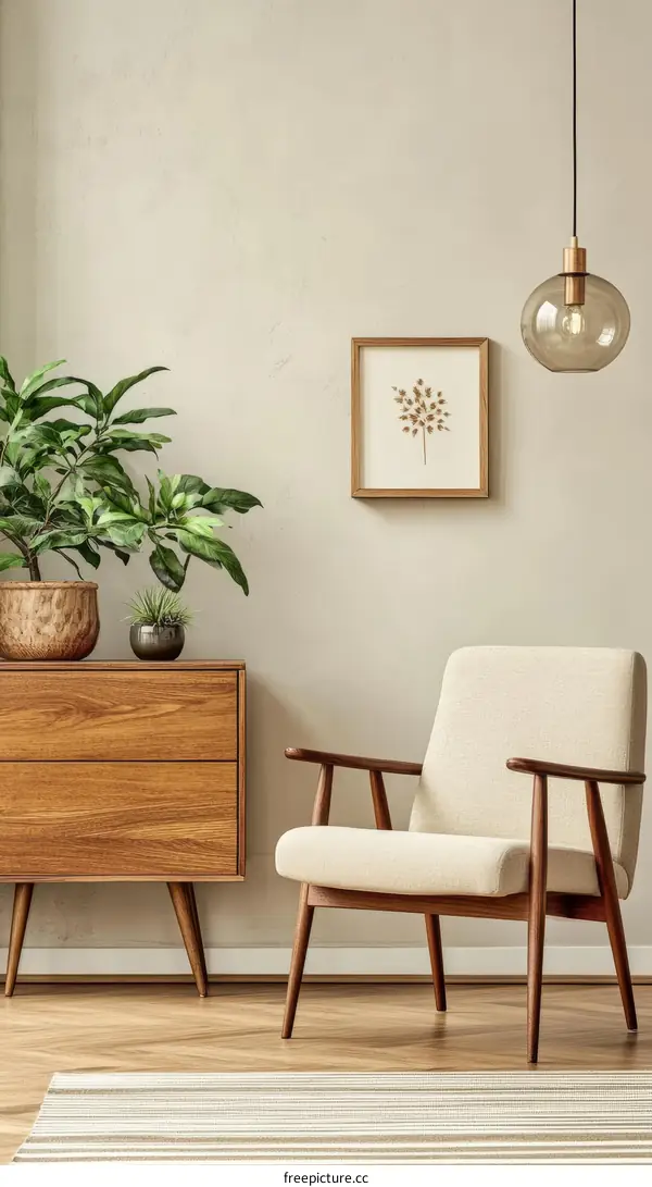 Modern Living Room with Vintage Style Chair