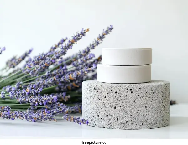 Lavender and cosmetic containers display