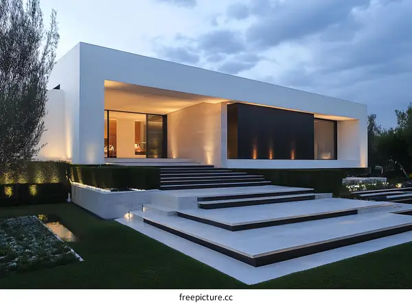 Modern Minimalist House Exterior Design with a Stone Facade