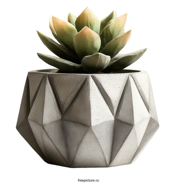 [Transparent Background PNG]Geometric Concrete Planter with Succulent