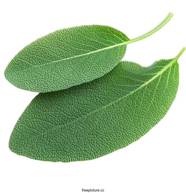 [Transparent Background PNG]Close Up Fresh Sage Leaves Detail