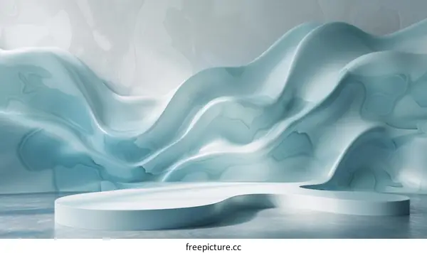 Abstract Light Blue 3D Display Podium