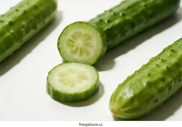 Fresh Green Cucumbers Sliced for Healthy Eating Options