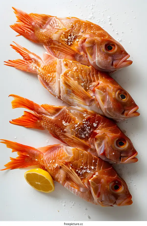 Fresh Red Snapper Fish with Lemon and Salt