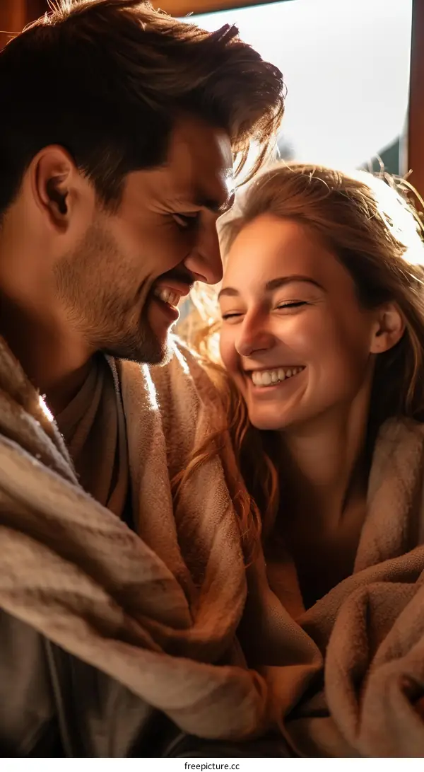 Young couple laughing and smiling together