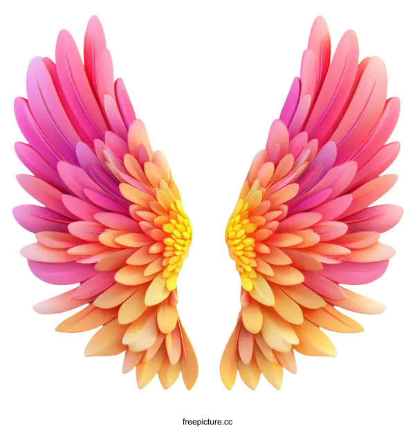 [Transparent Background PNG]Colorful 3D Floral Angel Wings