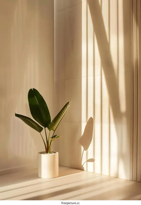 Minimalist Plant and Light Shadow Indoor Design